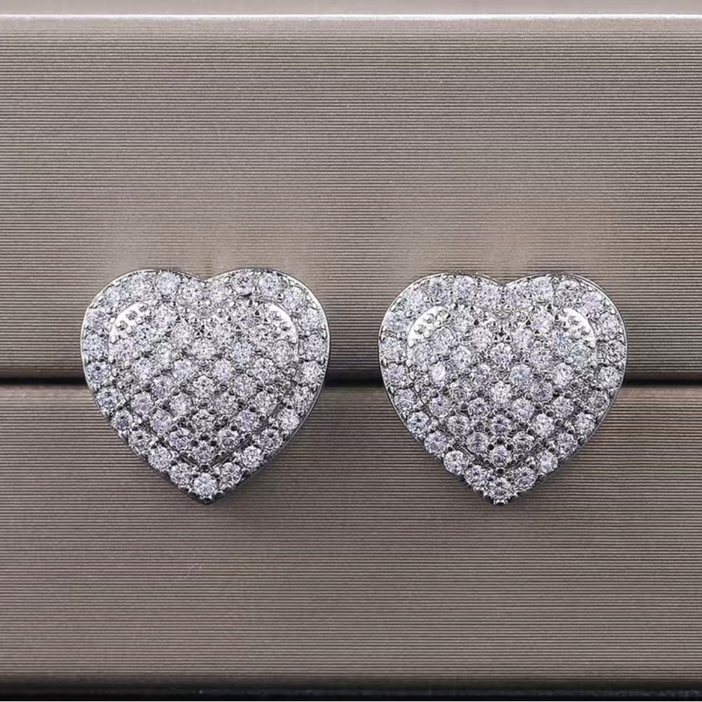 Romantic Heart Shaped Micro Inlay Zircon Stud Earrings